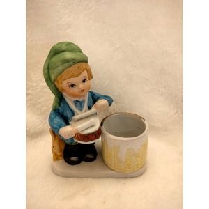 Vintage 1978 Hand painted Luvkins drummer boy candle holder-4 3/4" tall